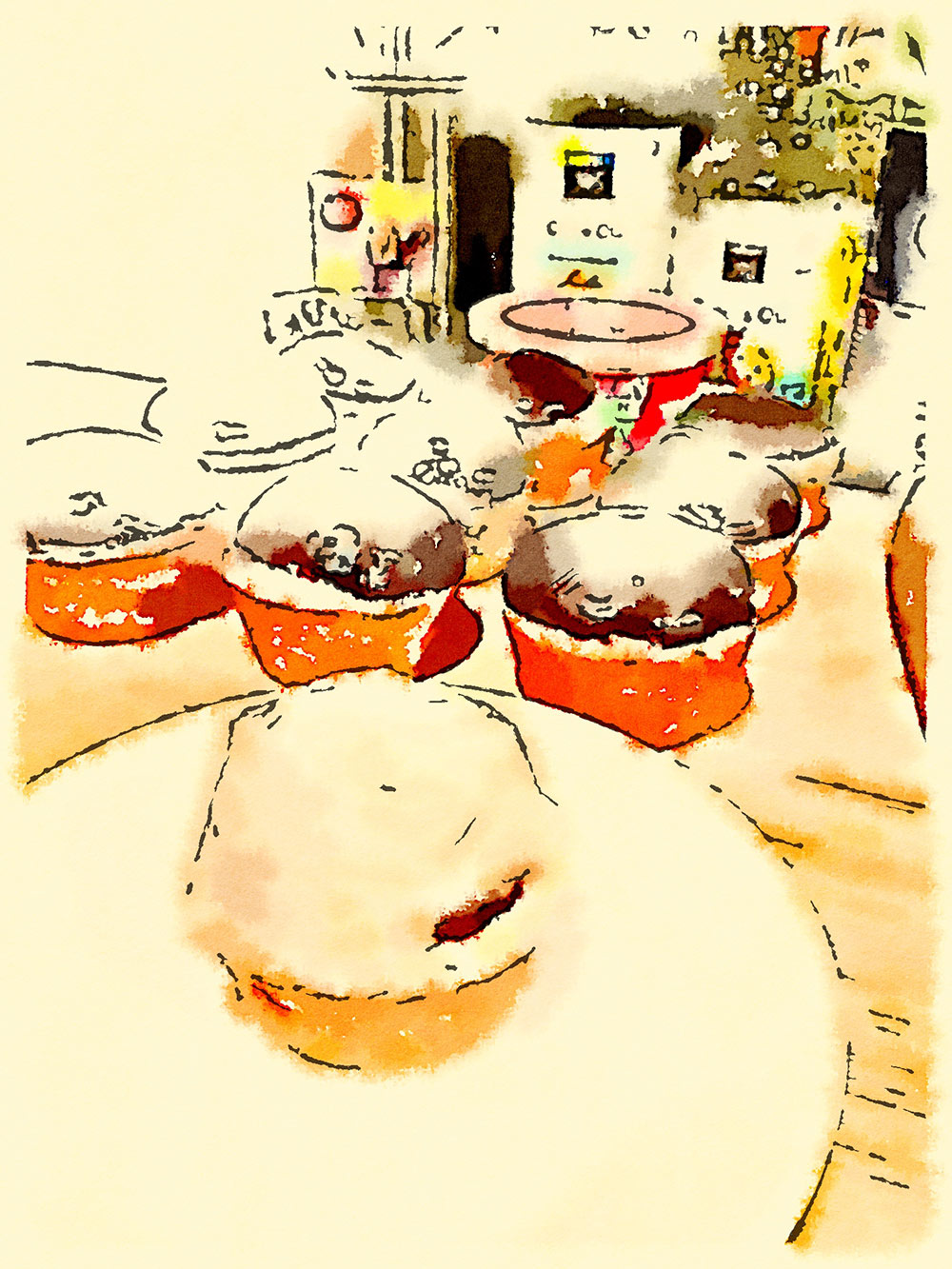 Cupcake waterlogue